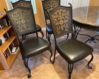 Granite Tile Dining Table & 4 Chairs 30 inches high by 45.5 inches diameter