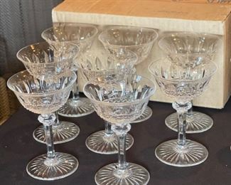 8pc St Louis France Tommy Crystal Glass Champagne/Tall Sherbet Glasses Saint 5.75inHx 4in diameter