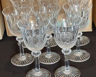 8pc St Louis France Tommy Crystal Glass Bordeaux Glasses Saint Wine Hock 6in h x 3in diameter