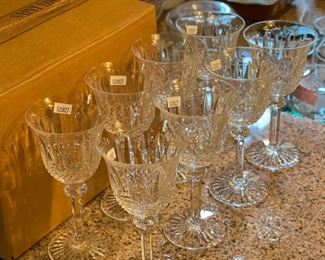 8pc St Louis France Tommy Crystal Glass Water Goblet Glasses Saint 7.25in h x 3.5in diameter