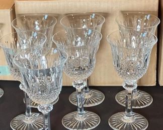 8pc St Louis France Tommy Crystal Glass Water Goblet Glasses Saint 7.25in h x 3.5in diameter