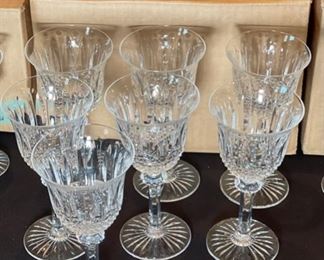 8pc St Louis France Tommy Crystal Glass Water Goblet Glasses Saint 7.25in h x 3.5in diameter