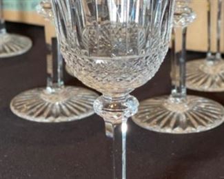 8pc St Louis France Tommy Crystal Glass Water Goblet Glasses Saint 7.25in h x 3.5in diameter