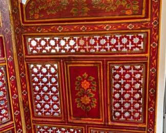 Hand Painted 3 Panel Screen Room Divider Wood 72in H x 59.35in W