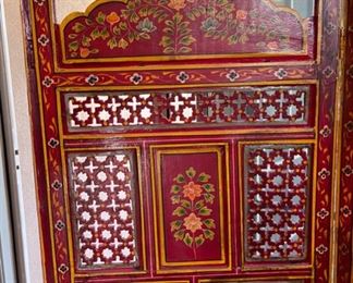 Hand Painted 3 Panel Screen Room Divider Wood 72in H x 59.35in W