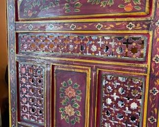 Hand Painted 3 Panel Screen Room Divider Wood 72in H x 59.35in W