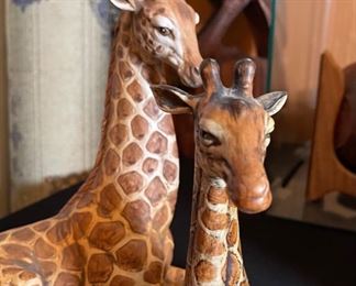 2pc Vintage UCTCI Japan Ceramic Giraffe Pair Largest; 10x8x5.5in HxWxD