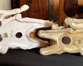 2pc Vintage UCTCI Japan Ceramic Giraffe Pair Largest; 10x8x5.5in HxWxD