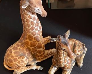 2pc Vintage UCTCI Japan Ceramic Giraffe Pair Largest; 10x8x5.5in HxWxD