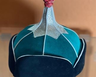Mongolian Traditional Hat Headdress 8in H x 7.75in Diameter
