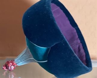 Mongolian Traditional Hat Headdress 8in H x 7.75in Diameter