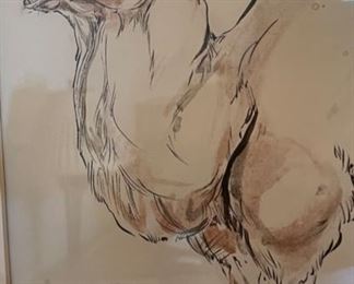 *Original* Art Camel Watercolor Painting Frame: 19x23in