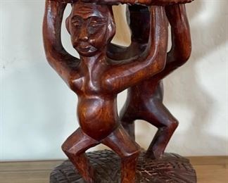 Hand Carved Figural Wood Pedestal