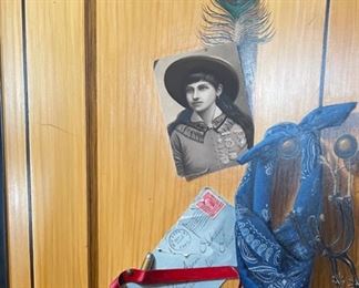 *Original* Art Donald Clapper Queen of Hearts Oil Painting Trompe l’Oeil Wild West Annie Oakley & Buffalo Bill Art: 18x24in