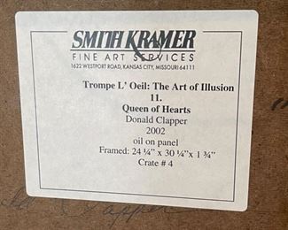 *Original* Art Donald Clapper Queen of Hearts Oil Painting Trompe l’Oeil Wild West Annie Oakley & Buffalo Bill Art: 18x24in