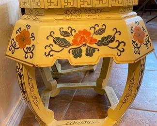 2pc Chinese Hand Painted Pedestals PAIR 17x16x16in HxWxD