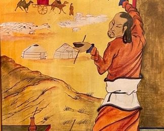 *Original* Asian Artist Painting on Canvas Frame: 20 x 16in