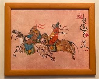 *Original* Art 2 men on Horses Painting Frame: 13 x 16