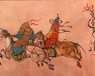 *Original* Art 2 men on Horses Painting Frame: 13 x 16