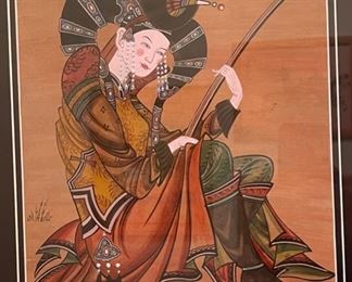 *Original* Art Mongolian Shudraga Player Painting 21 x 20