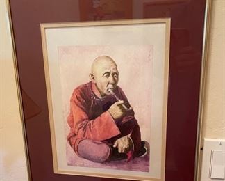 *Original* Art Man Smoking Pipe Watercolor 19.5 x 16.5