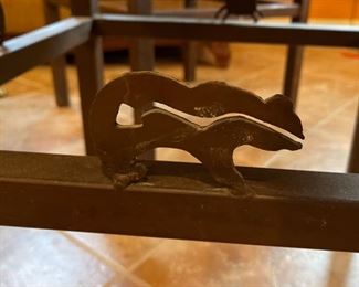 Flagstone Iron Frame Rustic Western End Tables PAIR 22x24x24in HxWxD