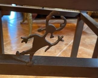 Flagstone Iron Frame Rustic Western End Tables PAIR 22x24x24in HxWxD