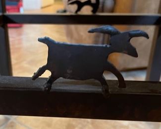 Flagstone Iron Frame Rustic Western End Tables PAIR 22x24x24in HxWxD