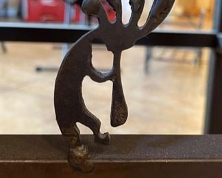 Flagstone Iron Frame Rustic Western End Tables PAIR 22x24x24in HxWxD