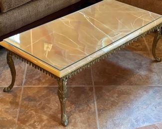 Goga dÁrt Marble Top Iron Frame Coffee Table 14x20x39in HxWxD