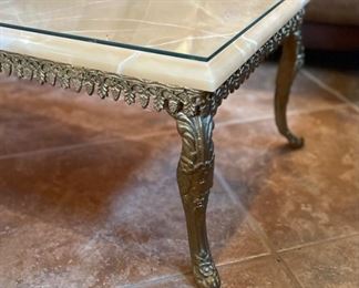 Goga dÁrt Marble Top Iron Frame Coffee Table 14x20x39in HxWxD