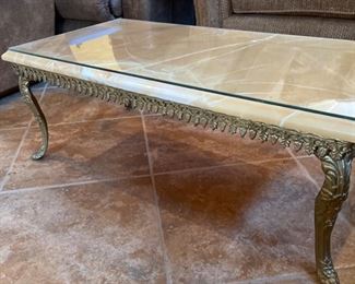 Goga dÁrt Marble Top Iron Frame Coffee Table 14x20x39in HxWxD