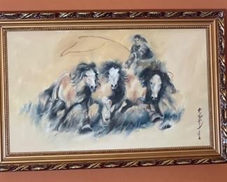*Original* Art Man with 3 Horses Painting 15 x 22