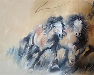 *Original* Art Man with 3 Horses Painting 15 x 22