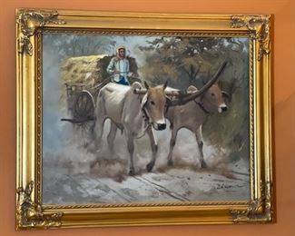 *Original* Art EN Voeun Cambodian Ox Cart 20x24