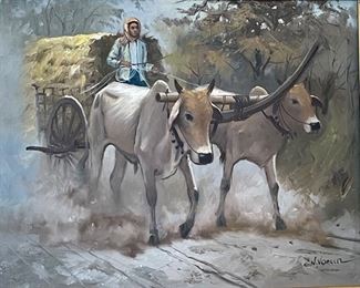 *Original* Art EN Voeun Cambodian Ox Cart 20x24