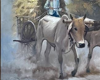 *Original* Art EN Voeun Cambodian Ox Cart 20x24