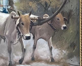 *Original* Art EN Voeun Cambodian Ox Cart 20x24