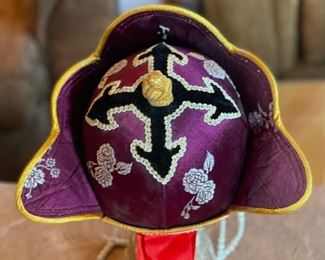 Beaded Mongolian Traditional Ha Headdress #4 Sz 14 6x10x9in HxWxD