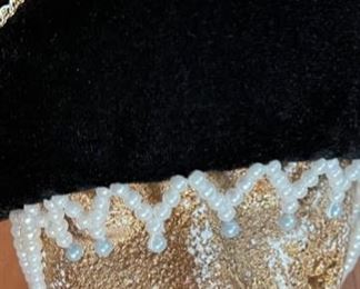 Beaded Mongolian Traditional Ha Headdress #4 Sz 14 6x10x9in HxWxD