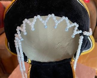 Beaded Mongolian Traditional Ha Headdress #4 Sz 14 6x10x9in HxWxD