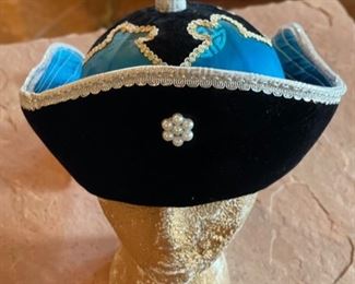 Blue Mongolian Traditional Hat Headdress #5 Sz 4 6x10x10in HxWxD
