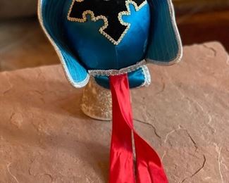 Blue Mongolian Traditional Hat Headdress #5 Sz 4 6x10x10in HxWxD
