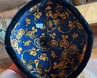 Mongolian Traditional Hat Black/Orange/Gold Headdress #9 9x8x8in HxWxD