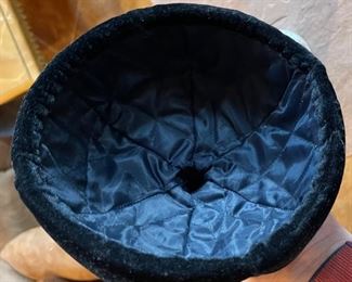 Mongolian Traditional Hat Black/Teal/Silver Headdress #10 9x7.5x7.5in HxWxD