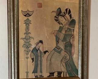 *Original* Art Mongolian Duo Painting on Canvas Frame: 17x14in