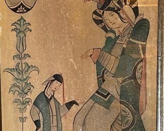 *Original* Art Mongolian Duo Painting on Canvas Frame: 17x14in