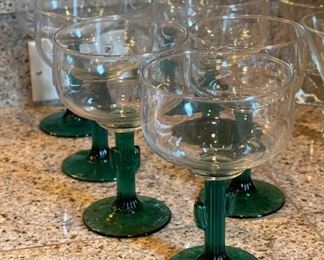 Set of 7 Saguaro Cactus Stem Margarita Glasses 6.25in H x 4.25in Diameter