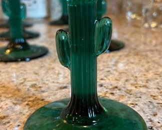 Set of 7 Saguaro Cactus Stem Margarita Glasses 6.25in H x 4.25in Diameter