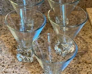 Set of 5 Ice Cube Stem Martini Glasses DiSaronno 4.75in h x 4in Diameter